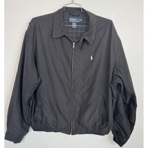 VTG Polo Ralph Lauren Men's Harrington Zip Up Jacket Size XXL Black‎ Lined 90's